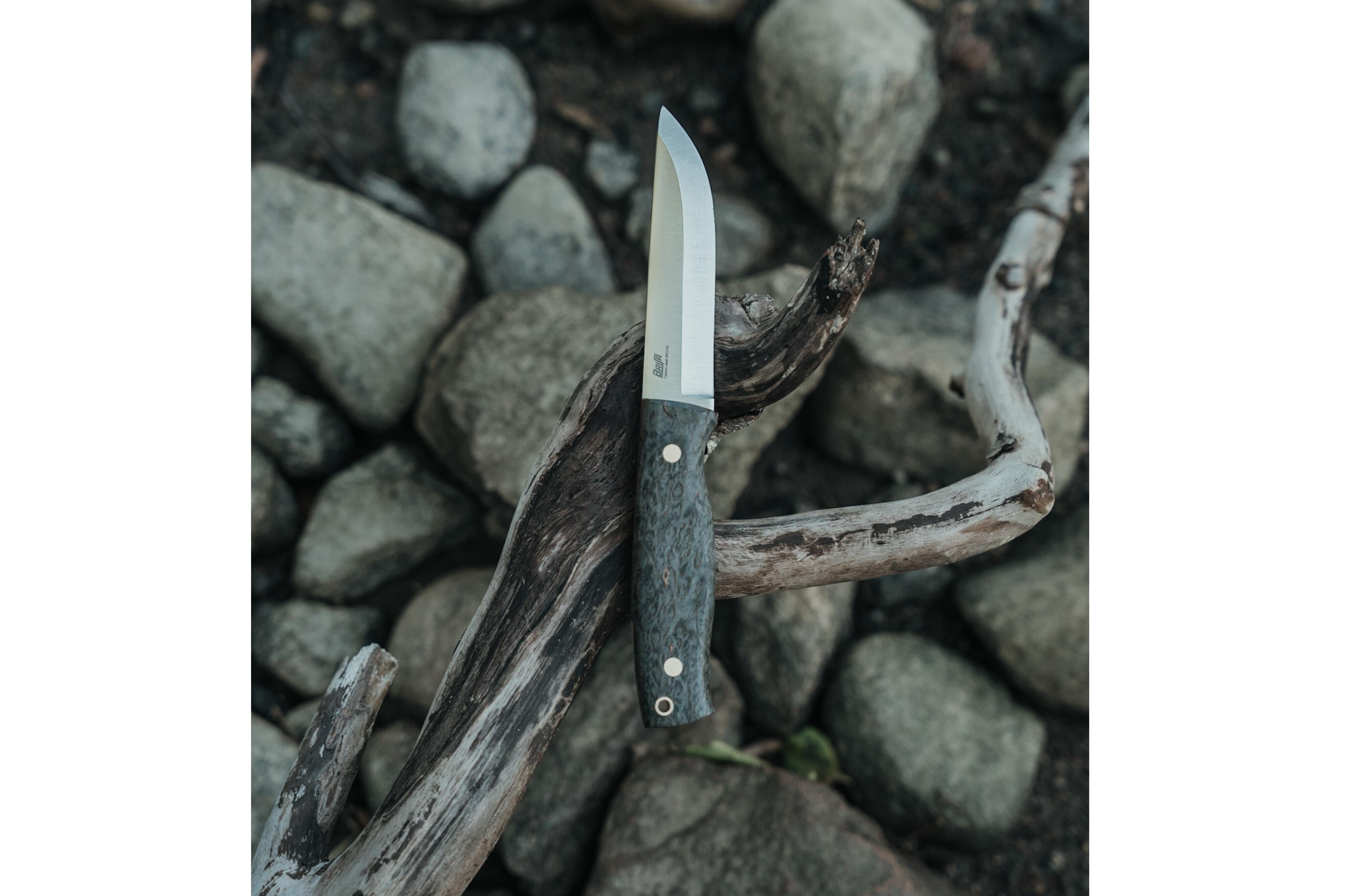 Brisa - Trooper 115 - BlackCurlyBirch - Scandi - Bushcraft - 23 cm - Bushcraft knives