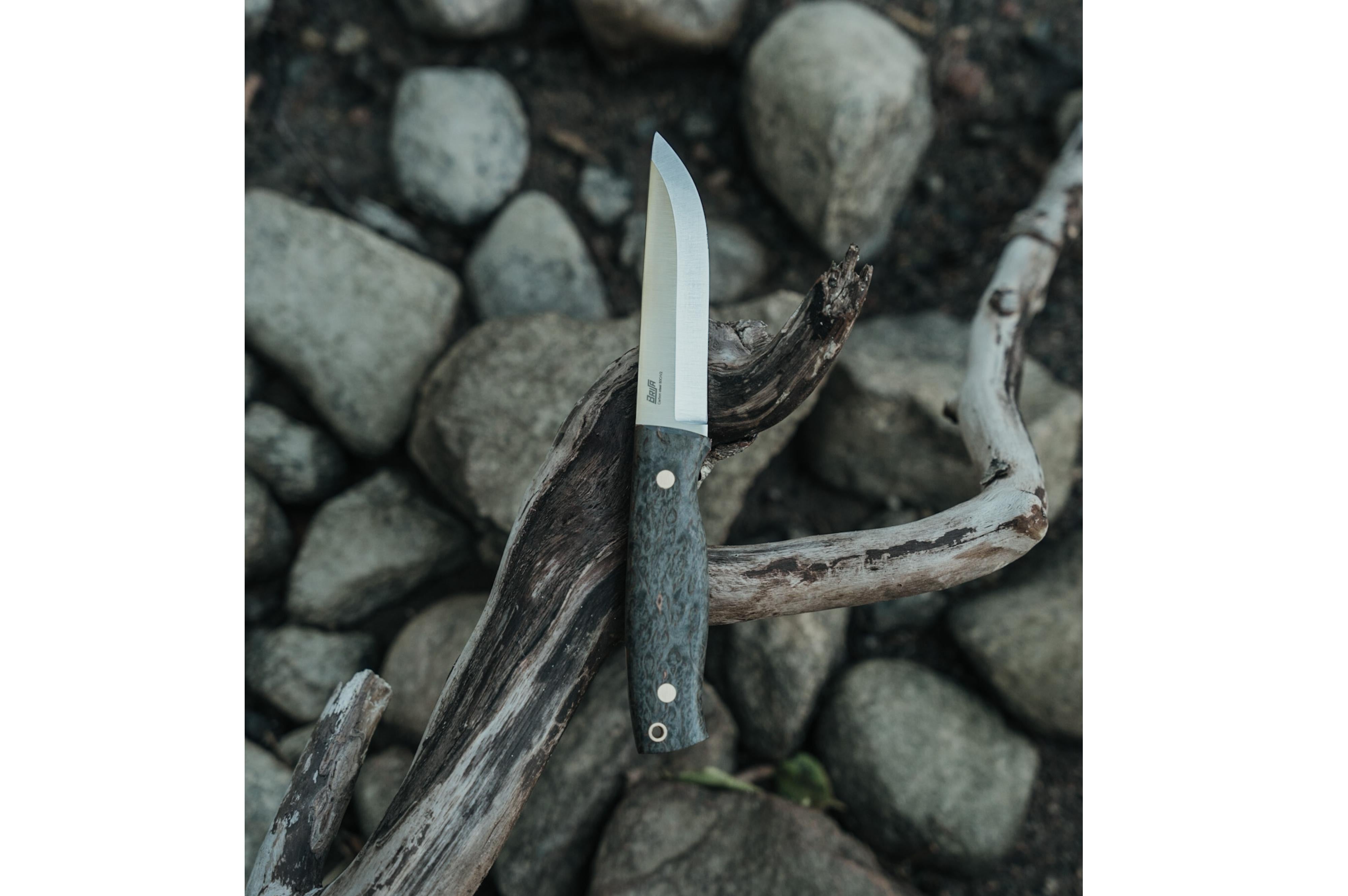 Brisa - Trooper 115 - BlackCurlyBirch - Scandi - Firesteel - 23 cm - Bushcraft knives