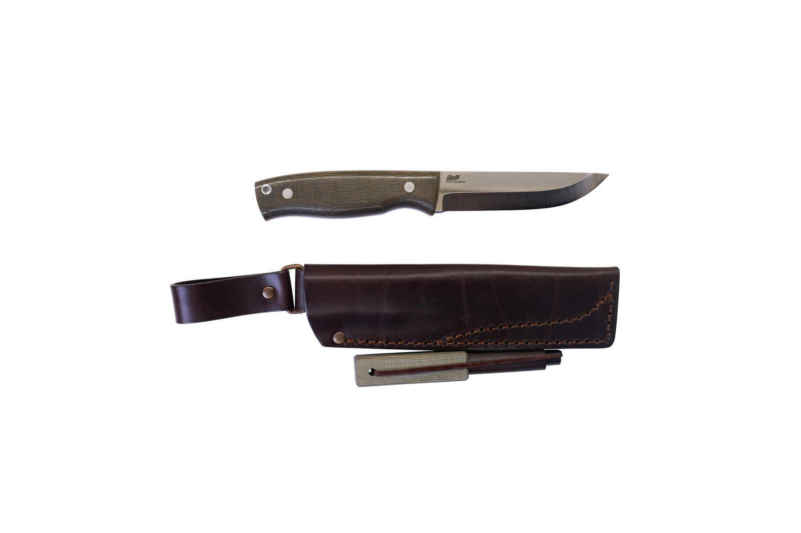 Brisa - Trooper 115 - GreenMicarta - Scandi - Firesteel - 23 cm - Bushcraft knives