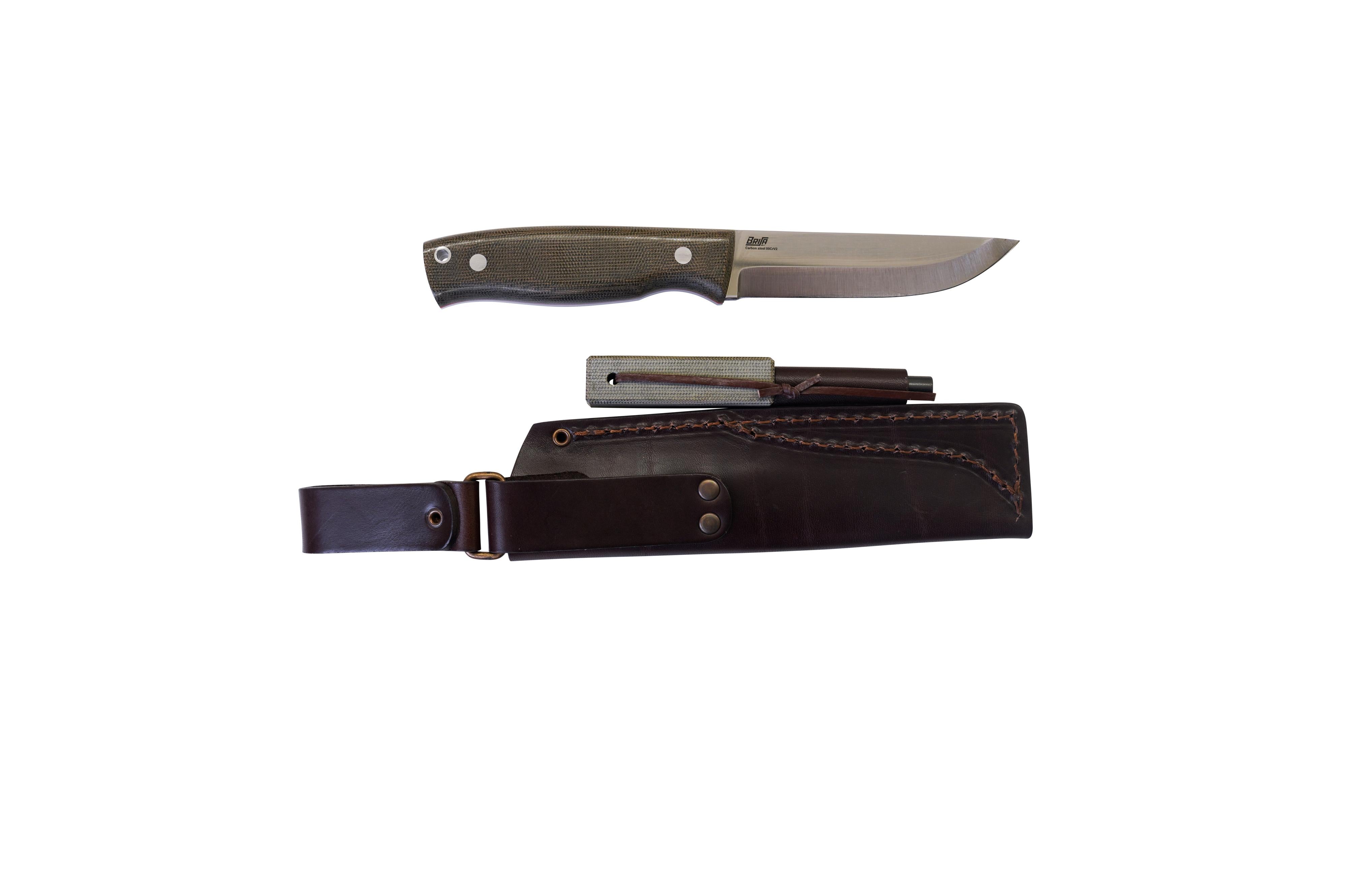 Brisa - Trooper 115 - GreenMicarta - Scandi - Firesteel - 23 cm - Bushcraft knives