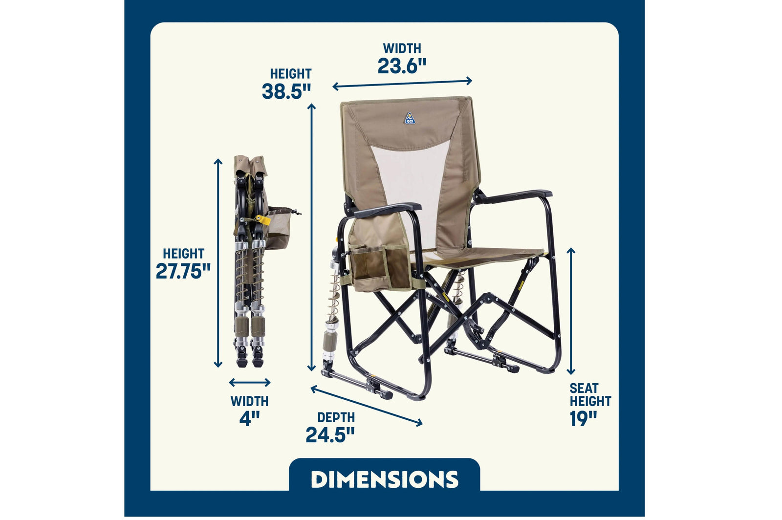 GCI - Adjustable Rocker Aged Fatigue - 61.5x61.5x98 cm - Camping Stühle
