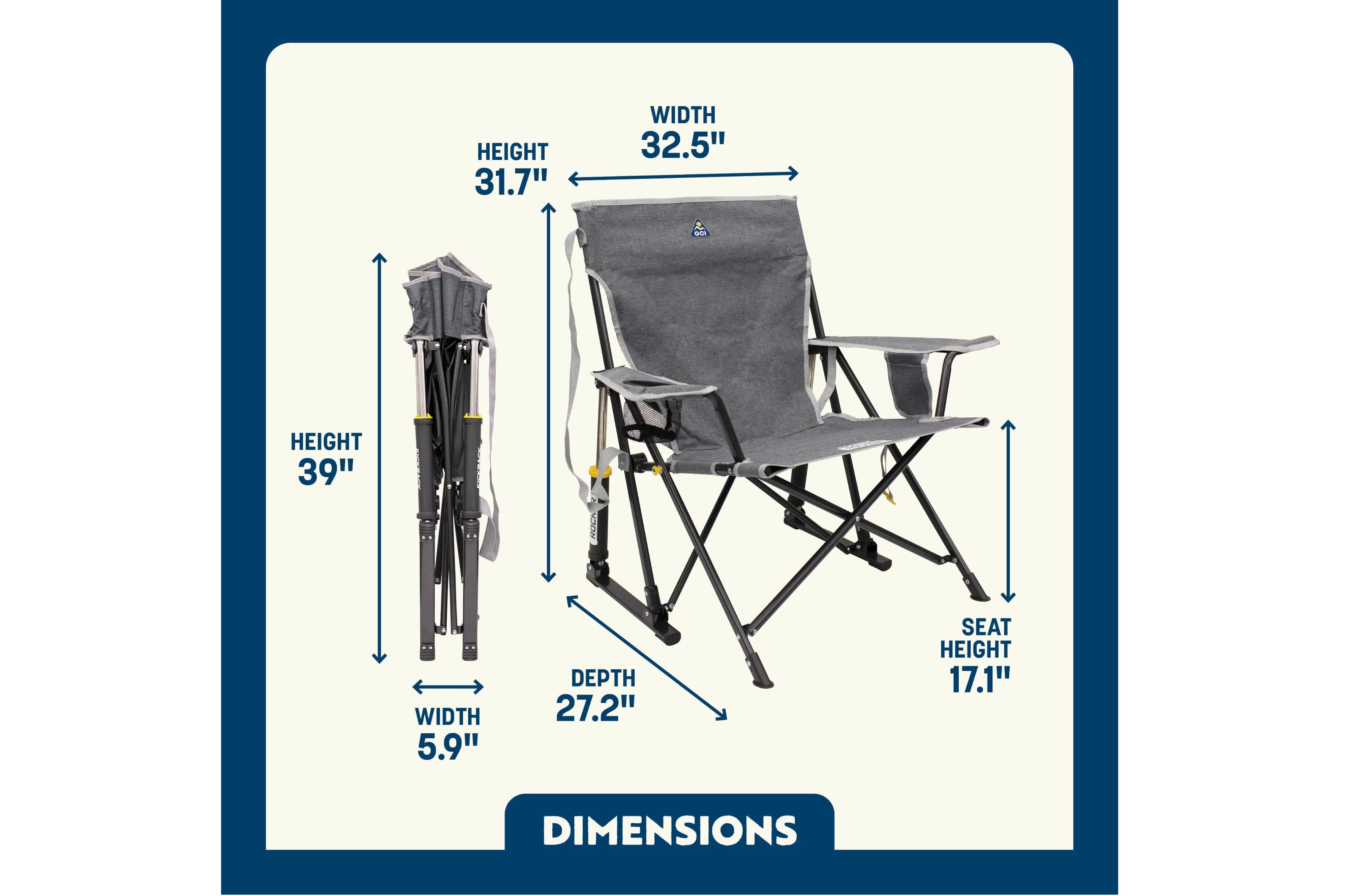 GCI - Kickback Rocker Heathered Loden - 69 x 82.5 x 80.5 cm - Camping Stühle
