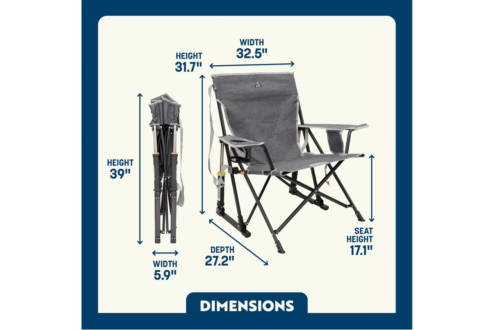GCI - Kickback Rocker Heathered Loden - 69 x 82.5 x 80.5 cm - Camping Stühle