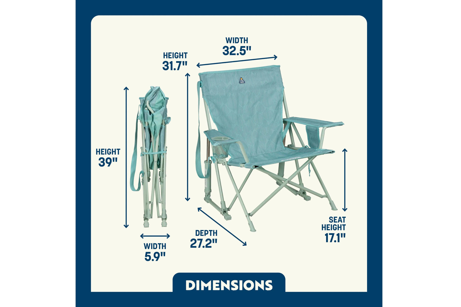 GCI - Kickback Rocker Leaf Pastel Green - 69 x 82.5 x 80.5 - Camping Stühle