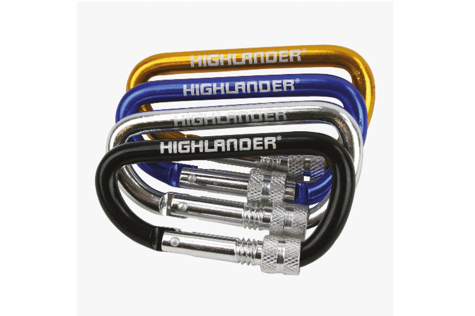 Highlander - Screwgate Karabiner Set (3 Stk) - 7.5x4x0.5 cm - Camping Zubehör