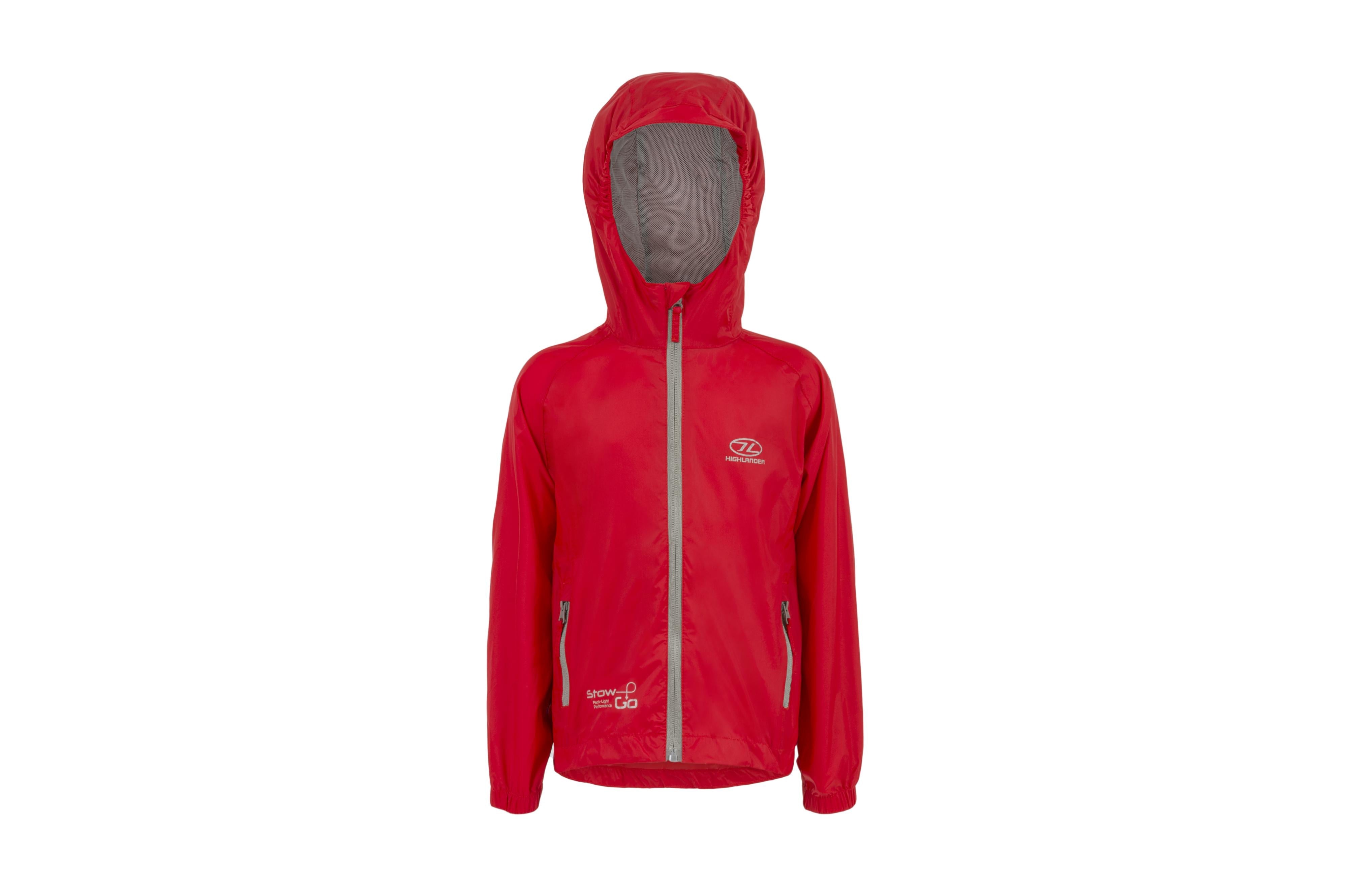 Highlander - Stow & Go Kids Packaway Jacket - Red / 11/12 - Jacken
