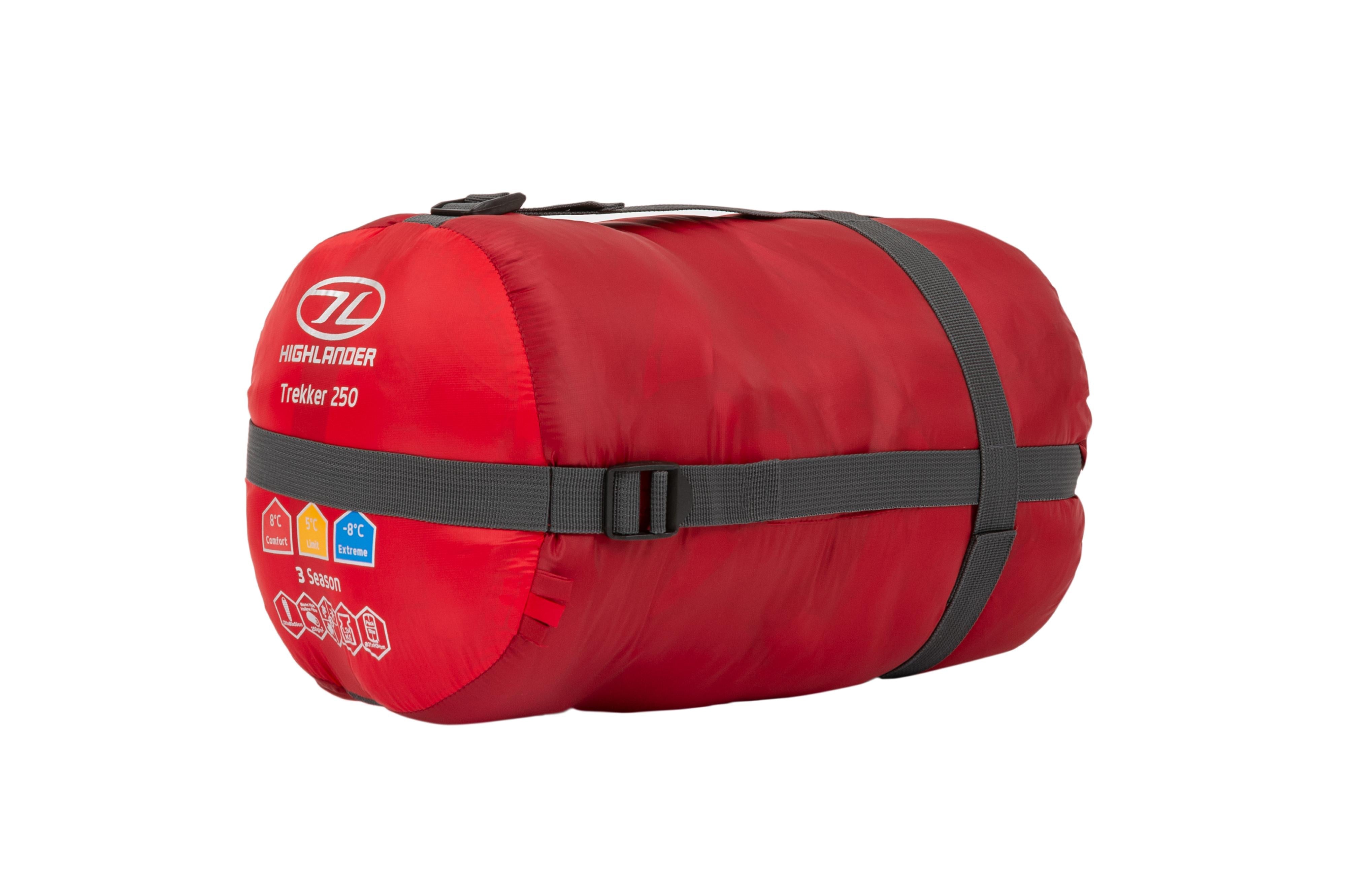 Highlander - Trekker 250 Sleeping Bag Red - Red / 220cm (L) - Schlafsäcke