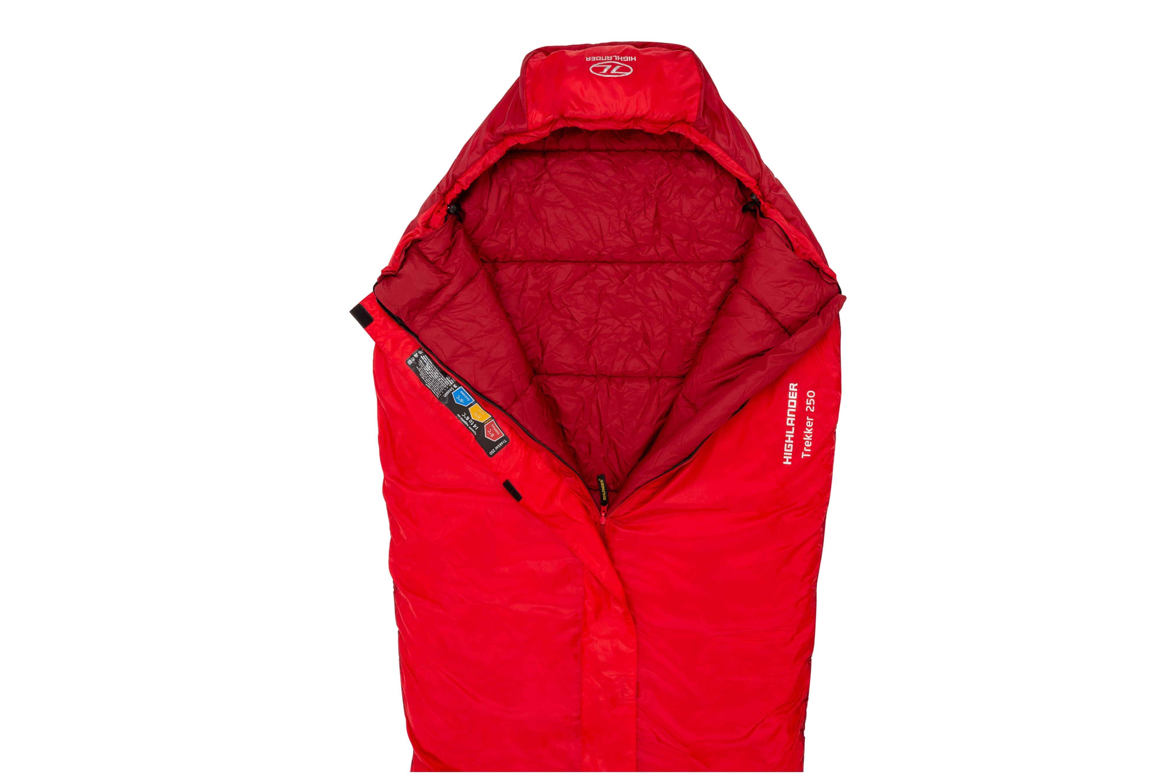Highlander - Trekker 250 Sleeping Bag Red - Red / 220cm (L) - Schlafsäcke
