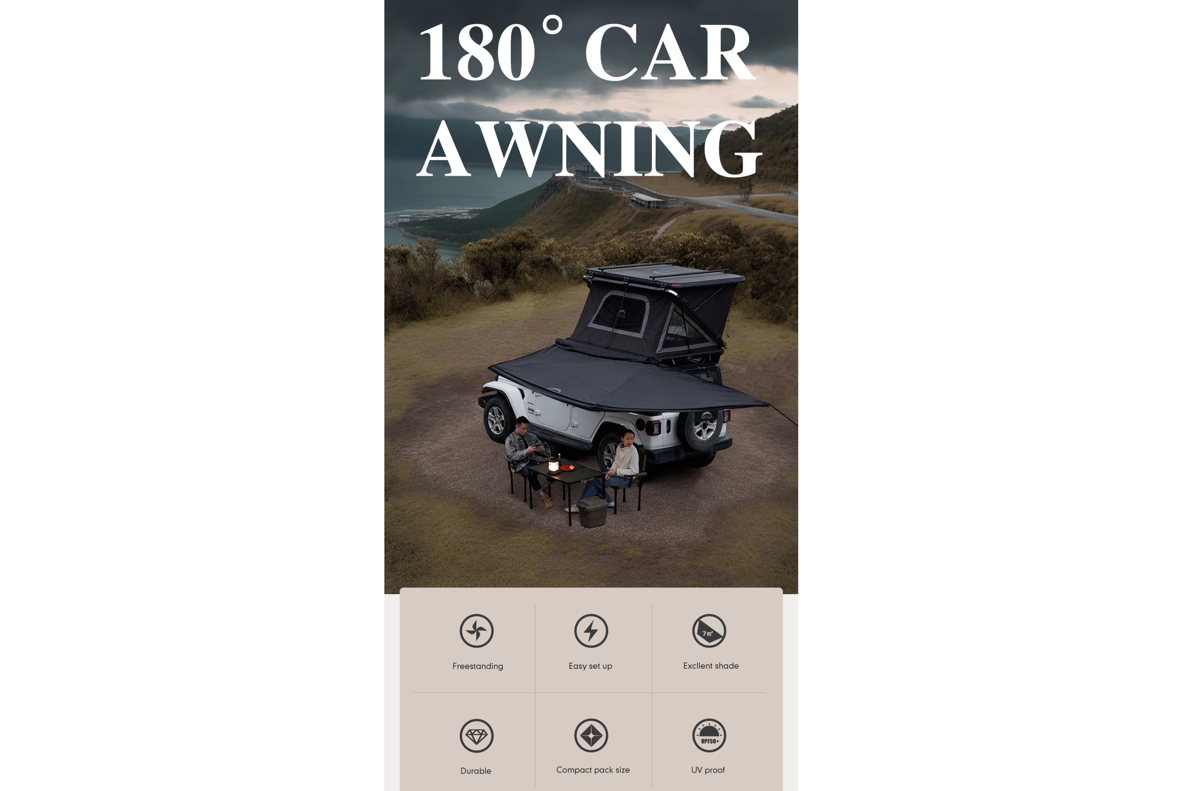 Wild Land - 180° Car Awning Left-Side - 460x200x200 cm - TopDeals